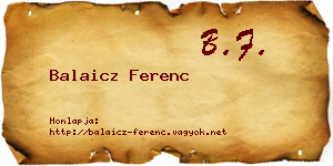 Balaicz Ferenc névjegykártya